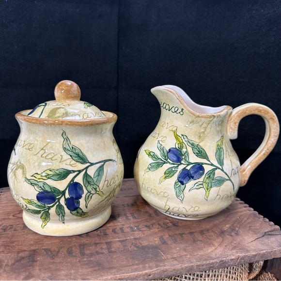 Maxcera Olive Beige Sugar & Creamer Set - Picture 1 of 13